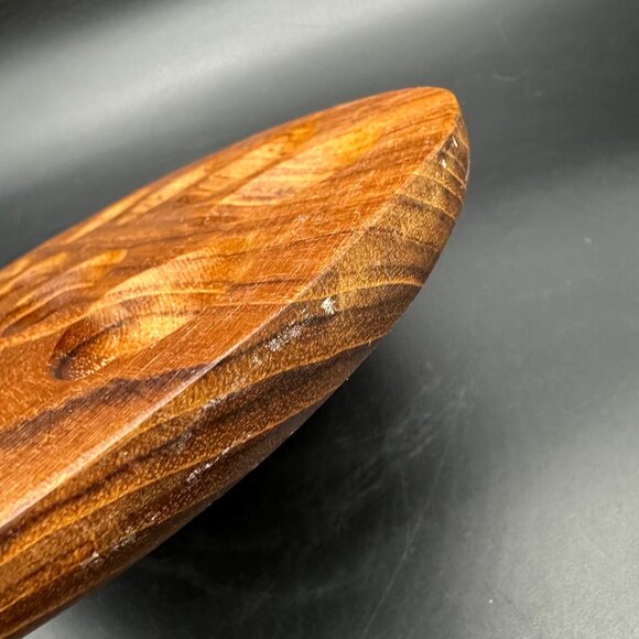 Vintage Deviled Egg Tray Plate Teak Wood Oval 12 Egg Holders Mid Century Kitchen - Picture 5 of 7